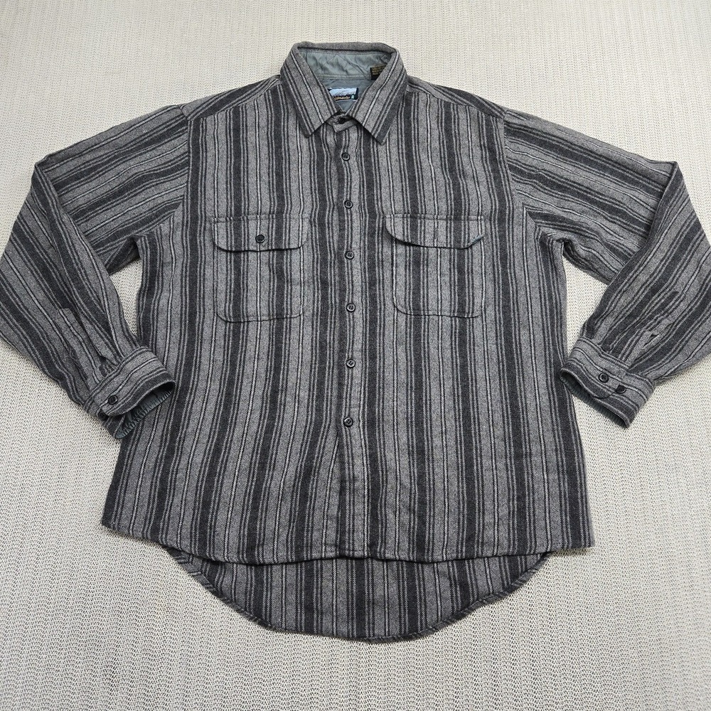 Vintage Fieldmaster Shirt Mens Large Gray Black Wool Blend Button Up Western 90s